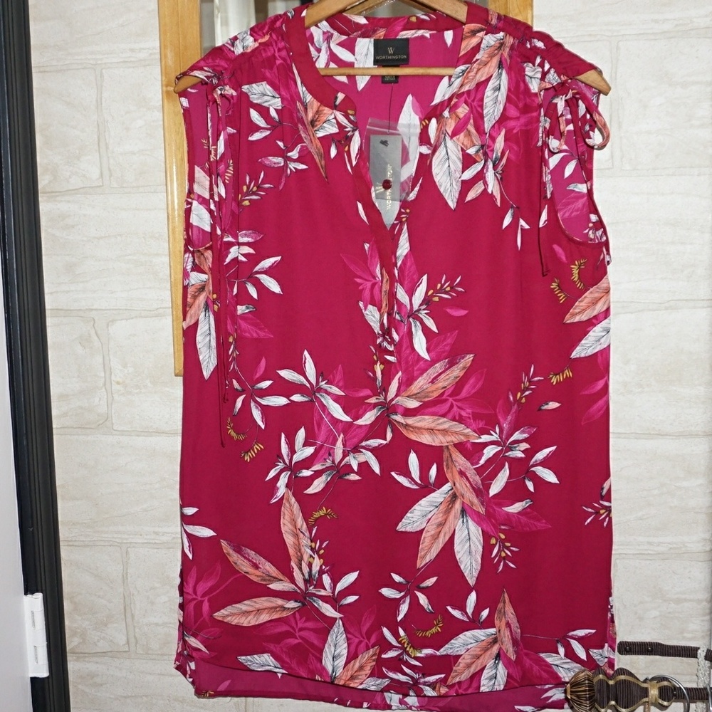 Draw-string Shoulder Printed Top